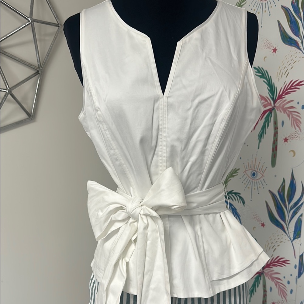 White House Black Market Sleeveless White Peplum Blouse
